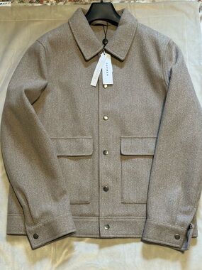 Topman Taupe Snap-Front Shirt Jacket